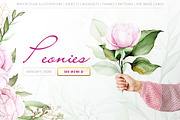 Peonies & Gold light watercolor set, an Object Graphic by Integrity_store (Thumbnail 1 of 8)