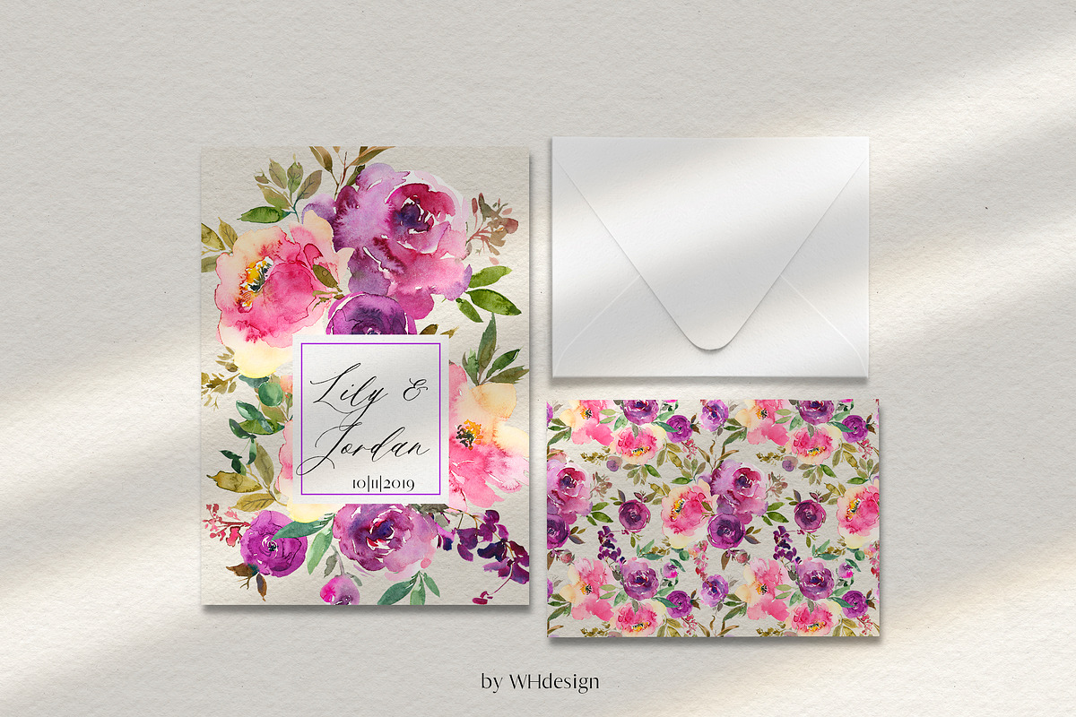 Purple Blush Watercolor Flowers PNG, an Illustration by whiteheartdesign (Photo 7 of 8)