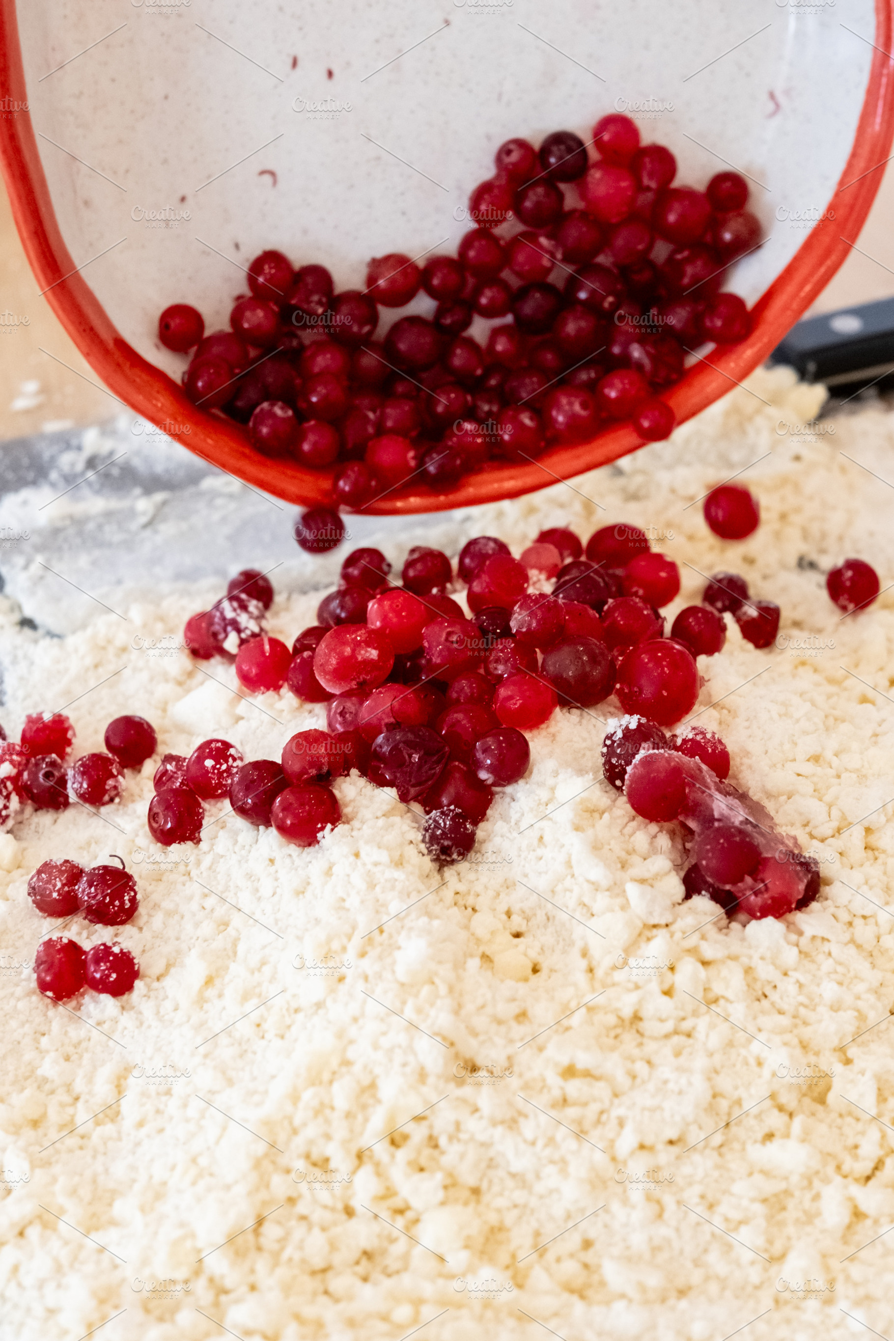Berry pastry preparation baking cake batter table, a Food & Drink Photo by Photo Drive Studio