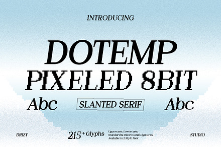 Dotemp - 8Bit Pixel Slanted Font, a Serif Font by Drizy