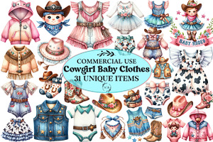 Watercolor Cowgirl Baby Clothes PNG, an Illustration by Craft Nest
