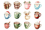Retro Christmas Hot Cocoa Mugs, an Illustration by Design Market (Thumbnail 3 of 3)