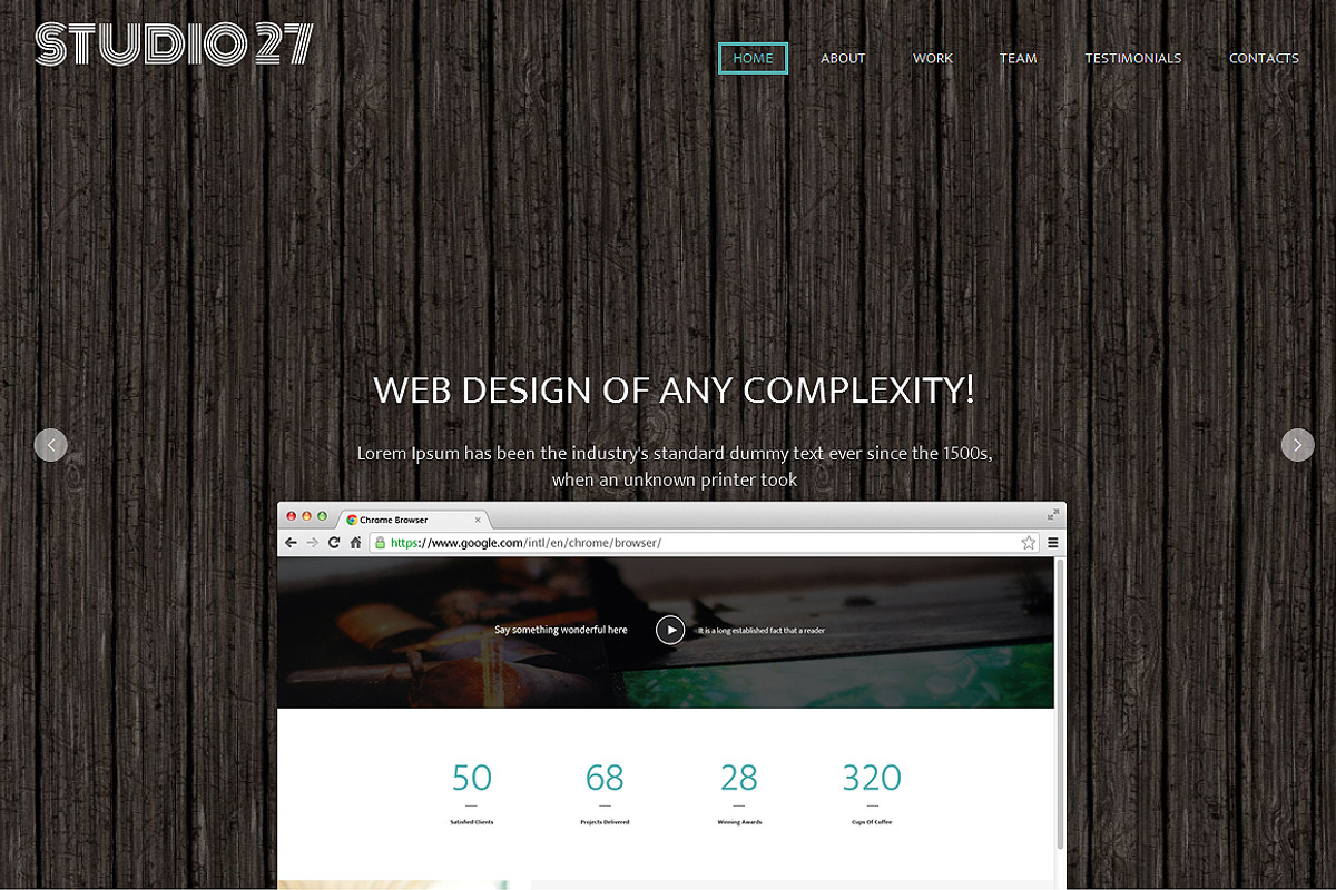 Studio 27 Responsive One Page Theme, a Landing Page Template by IceTemplates (Photo 1 of 3)