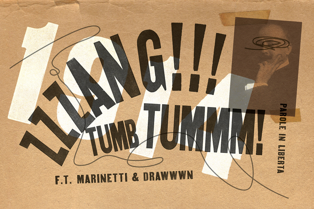 Zzzang! - Futurist wood type, a Sans Serif Font by Drawwwn (Photo 7 of 11)