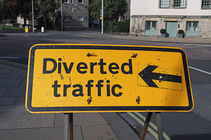 temporary diverted traffic sign