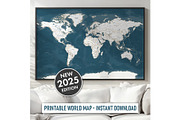 Vector World Map - Large&Detailed, a Decorative Illustration by PorcuPen Works (Thumbnail 6 of 8)