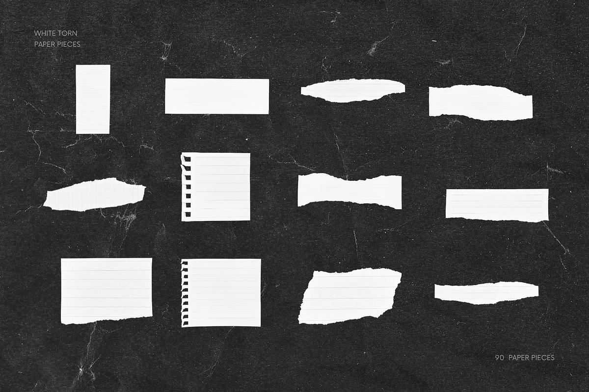 90 White Torn Ripped Paper Pieces, a Texture Graphic by Ksuview (Photo 6 of 10)