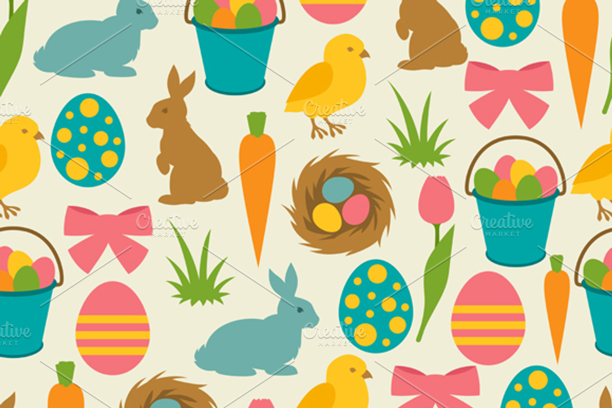 Happy Easter seamless patterns., a Pattern Graphic by incomible