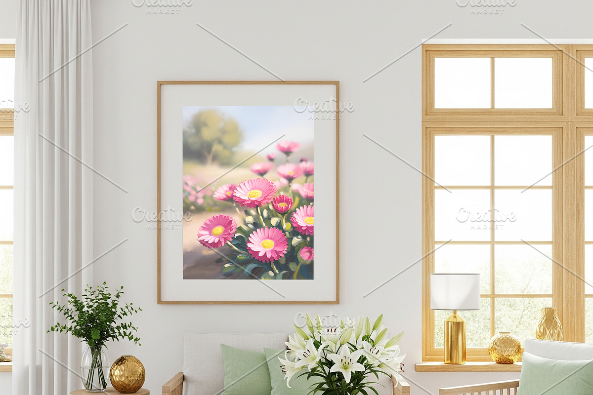 Pink Daisy Oil Painting printable, a Background Graphic by Floraphoria (Photo 5 of 12)