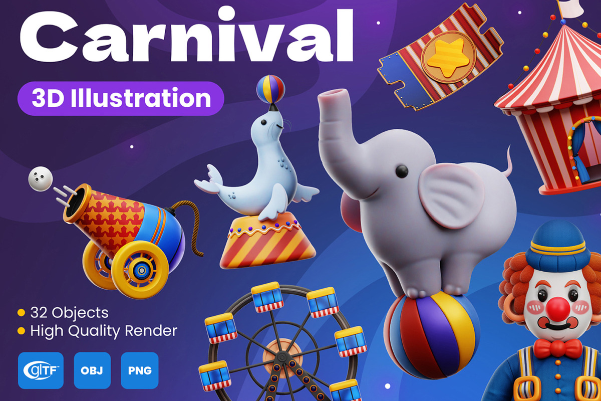 Carnival 3D Icons, an Object 3D Model by Rakata Studio (Photo 1 of 7)