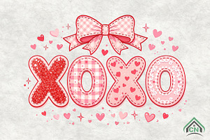 Preppy XOXO Coquette Bow PNG, an Illustration by Craft Nest