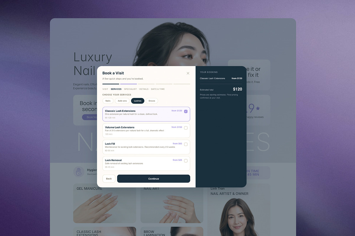 Nail Salon Framer Template w Booking, a Landing Page Template by vatesdesign (Photo 2 of 4)