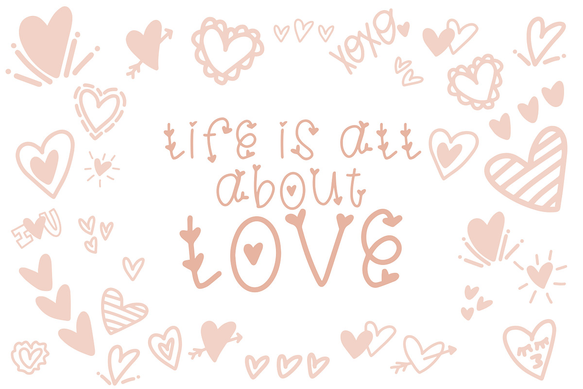Heart Stash Font with Heart Doodles!, a Symbol Font by Affinity Grove (Photo 7 of 8)