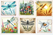 Dragonfly Postage Stamps Clipart, an Illustration by CreationArt (Thumbnail 2 of 5)