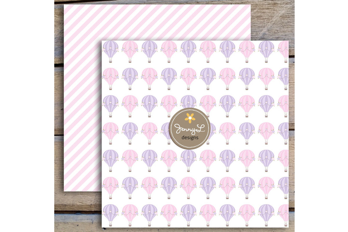 Pastel Hot Air Balloon Digital Paper, a Pattern Graphic by JennyL Designs (Photo 3 of 4)