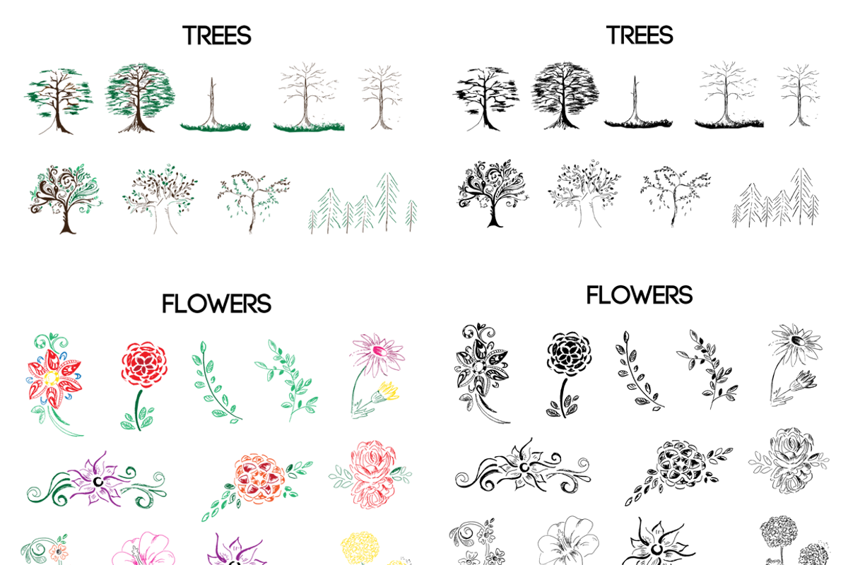 75 Hand-Drawn Flora Unique Pack, an Object Illustration by Knofe (Photo 2 of 6)
