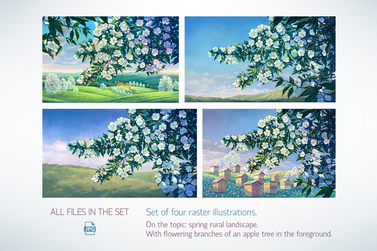 Spring landscape (SET illustration), a Food Illustration by Countryside life (Photo 7 of 10)