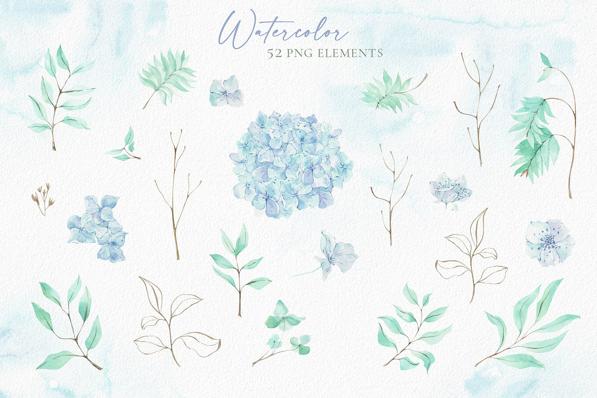 Watercolor hydrangea & eucalyptus, a Decorative Illustration by Re_Margarita_Art (Photo 3 of 10)