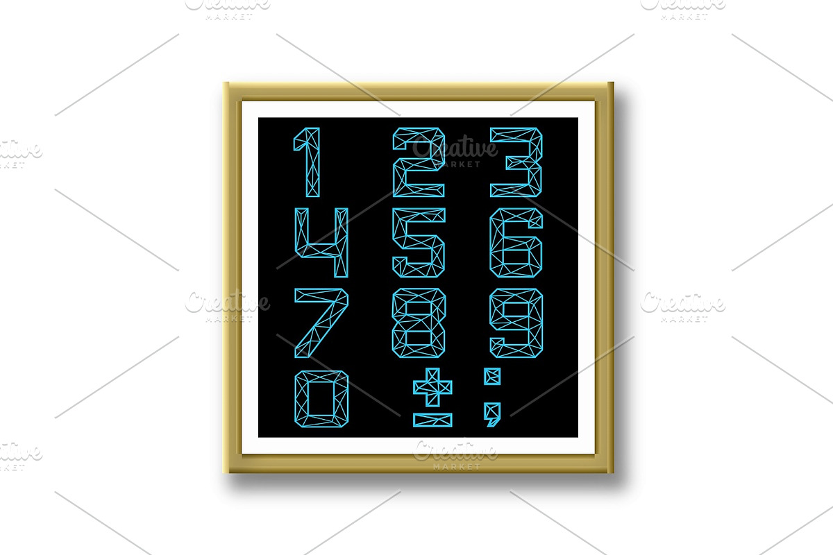 Neon glittering alphabet - numbers, an Outline Icon by RODINA (Photo 3 of 3)