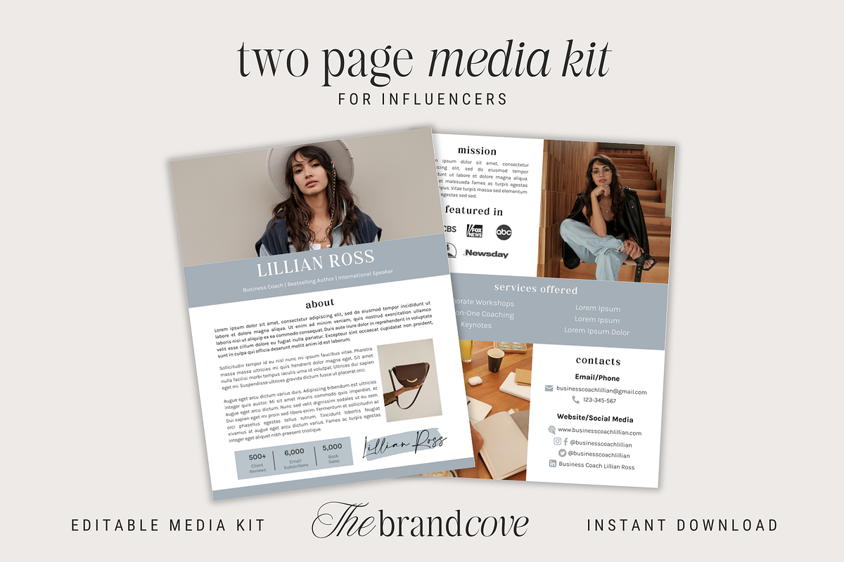 Influencer Media Press Kit, a Resume Template by thebrandcove (Photo 1 of 5)