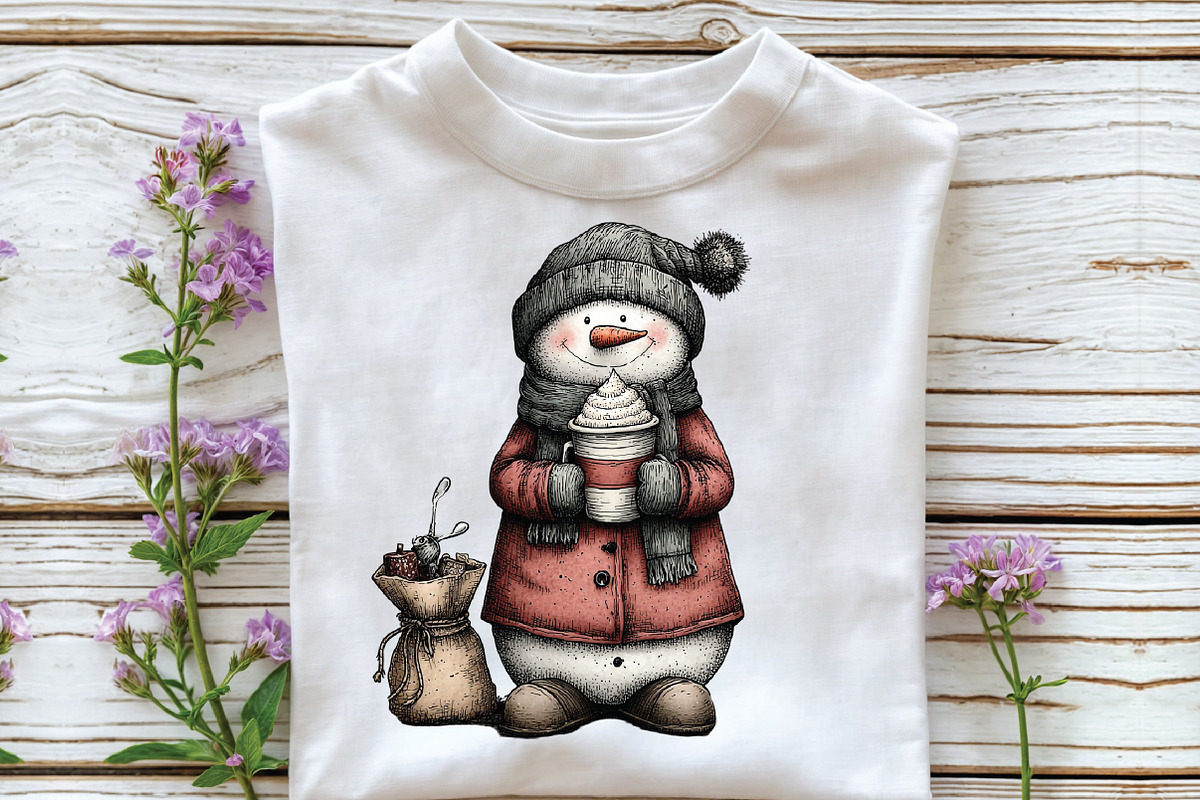 Whimsical Christmas Snowman Clipart, an Illustration by CraftArtStudio (Photo 5 of 6)