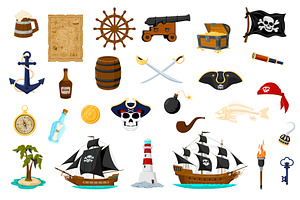 Cartoon sea pirate items, an Object Illustration by Buch&Bee