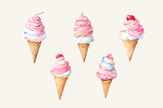 Kawaii Ice Cream Clipart, a Food Illustration by jvxvxnism (Thumbnail 3 of 5)