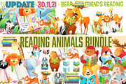 Animal Kids Studying Reading Books, an Animal Illustration by Popmarleo Shop (Thumbnail 1 of 11)