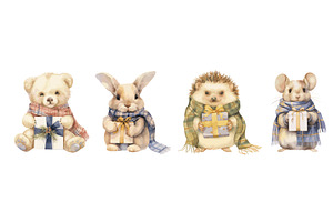 Animals gift watercolor. Bear hare, an Animal Illustration by Stock-Smart-Start