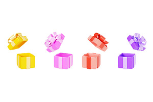 Open Colorful Gift Box 3d Render