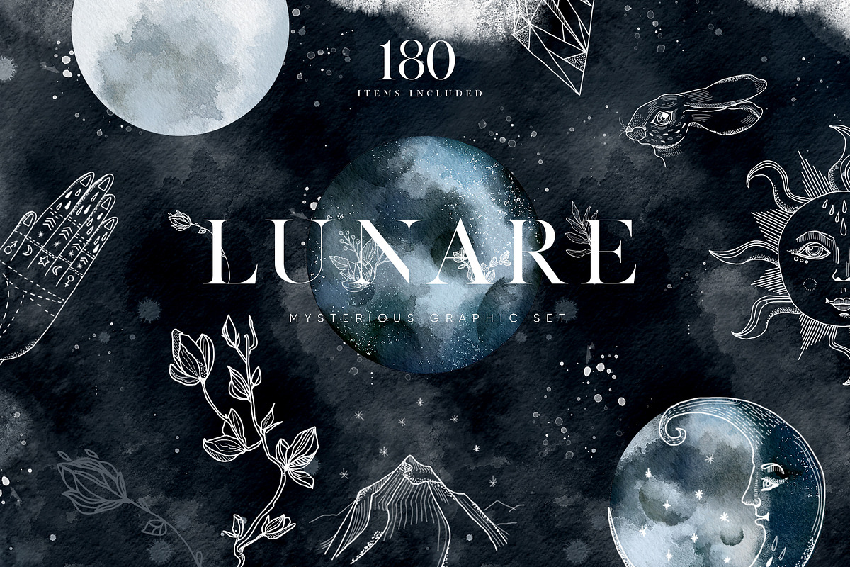 Lunare. Mysterious Graphic Set, an Animal Illustration by Muse Artist (Photo 1 of 16)