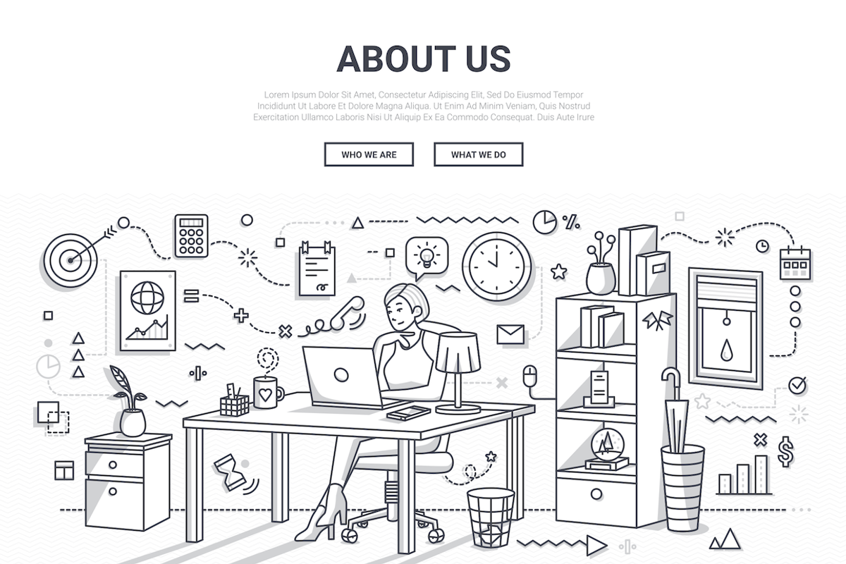 About Us Doodle Background Template, a Work Illustration by Flat Icons (Photo 2 of 2)