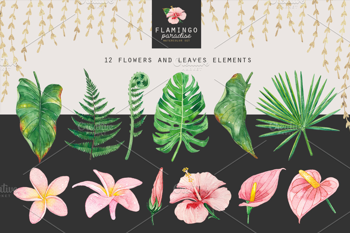 FLAMINGO PARADISE watercolor set, an Illustration by Natali Smolova (Photo 9 of 11)