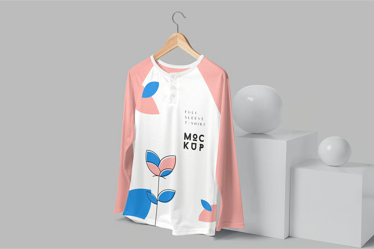 Buttoned Full Sleeve T-Shirt Mockups, a Shirt Mockup by megostudi0 (Photo 5 of 5)