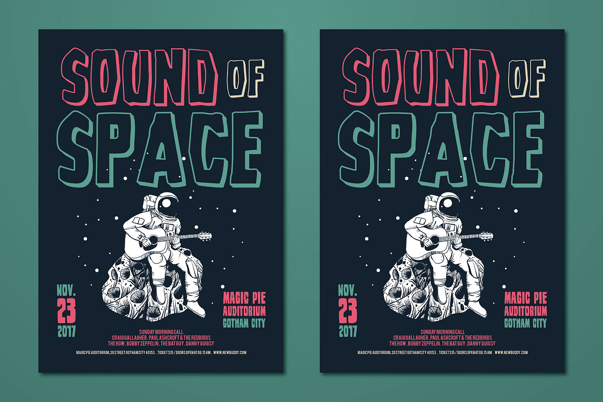 Hand Drawn Astronaut Guitarist Flyer, a Flyer Template by ashenterprise (Photo 2 of 3)