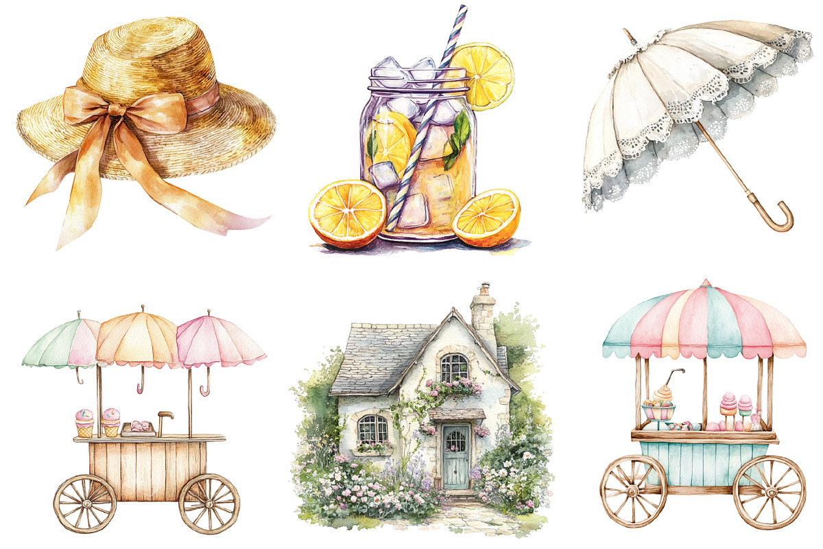 Vintage Summer Decorations Clipart, an Illustration by designhome (Photo 5 of 5)