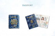 Travel Watercolor Clipart Set, a Decorative Illustration by Arslan (Thumbnail 9 of 17)