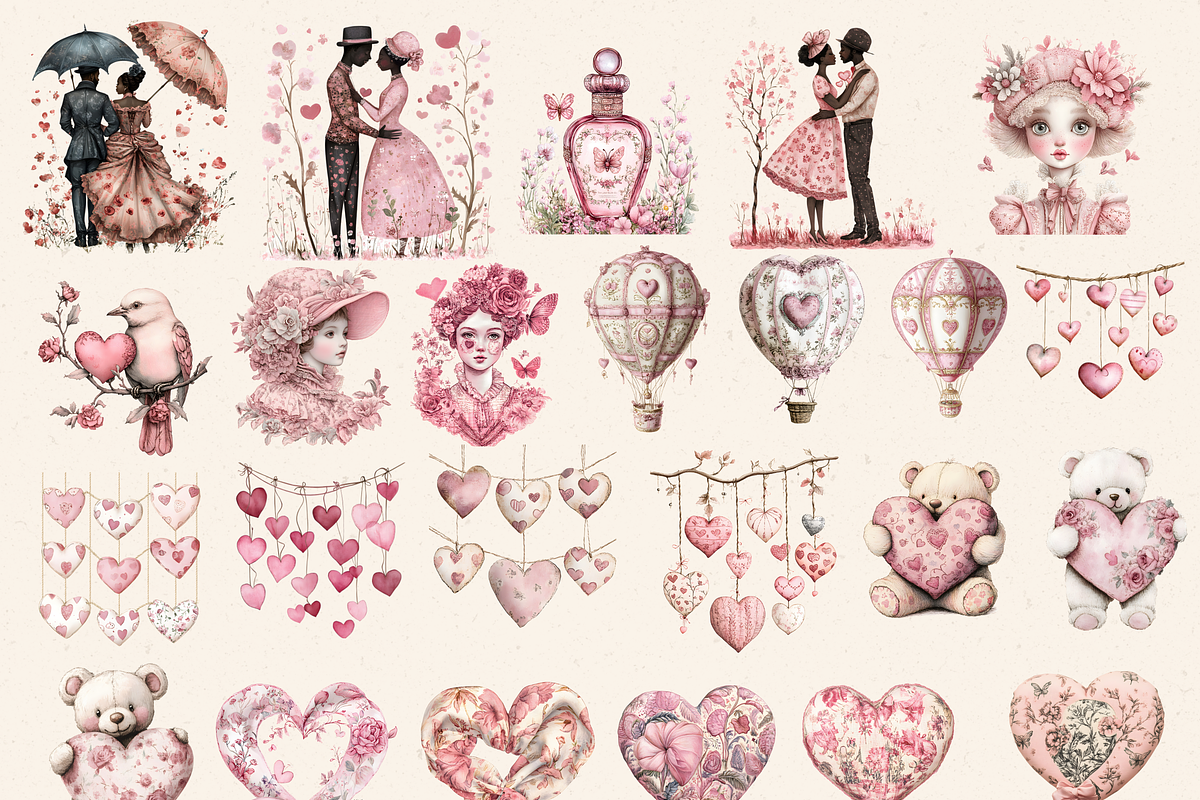GRANDMILLENNIAL VALENTINE CLIPART, a Seasonal Illustration by Daring Digies (Photo 4 of 9)