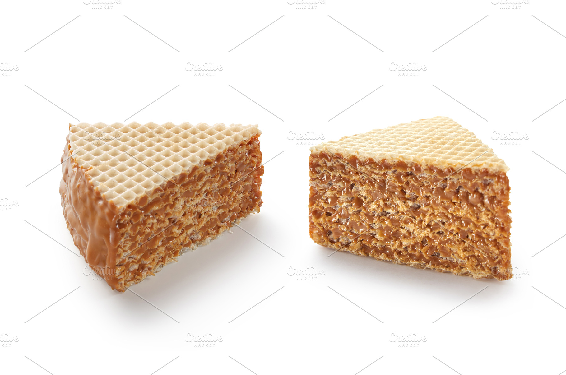 Two slices of waffle cake with, a Food & Drink Photo by Yaroslav Danylchenko