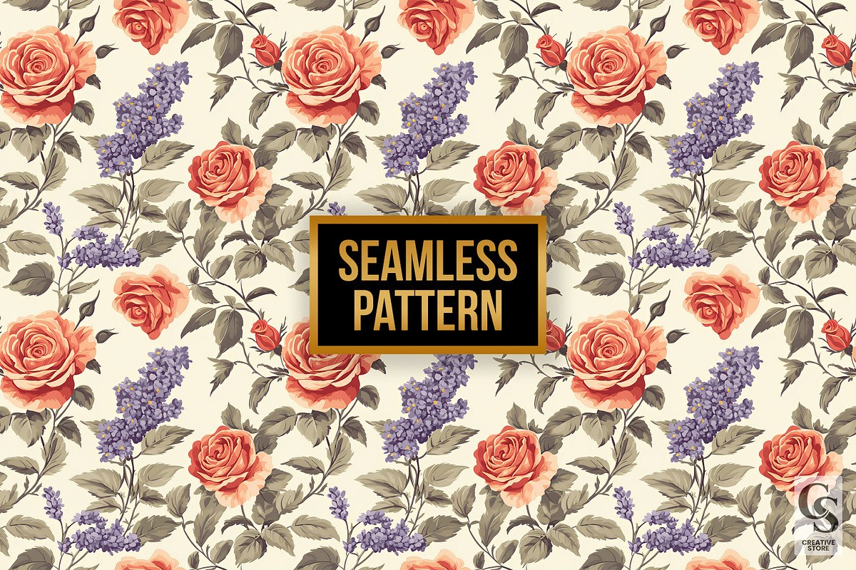 Lavender and Roses Floral Patterns, a Pattern Graphic by Creative Store (Photo 4 of 5)