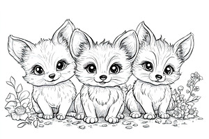 Cute Fox Trio Coloring Page, an Animal Photo by Ales Munt
