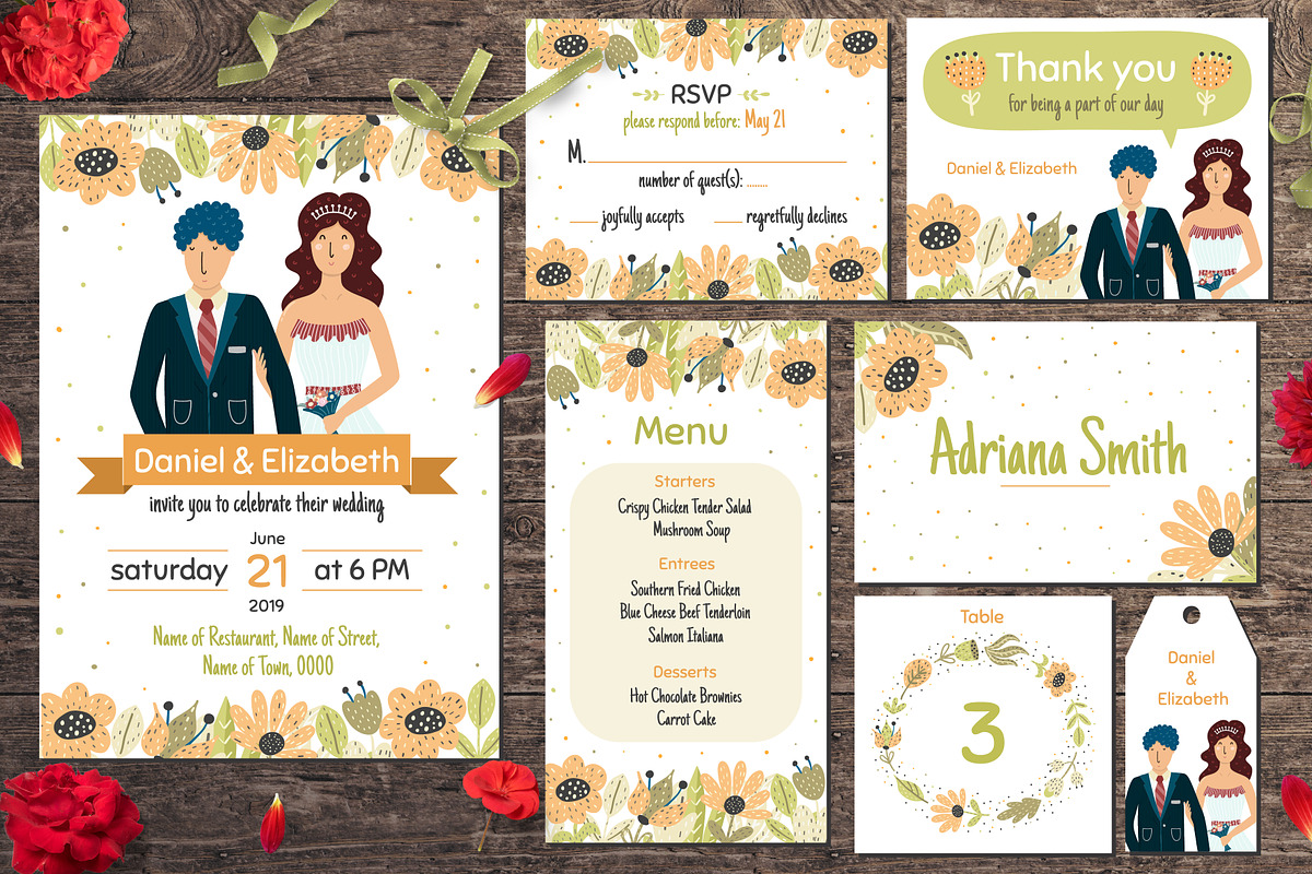 Bride and Groom Invitation Pack, an Invitation Template by Gulnara Sabirova (Photo 6 of 9)