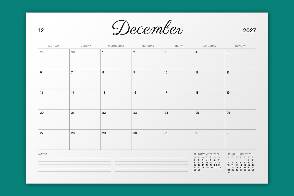 2027 Monthly Planner (MP050-27), a Stationery Template by mikhailmorosin (Photo 4 of 6)