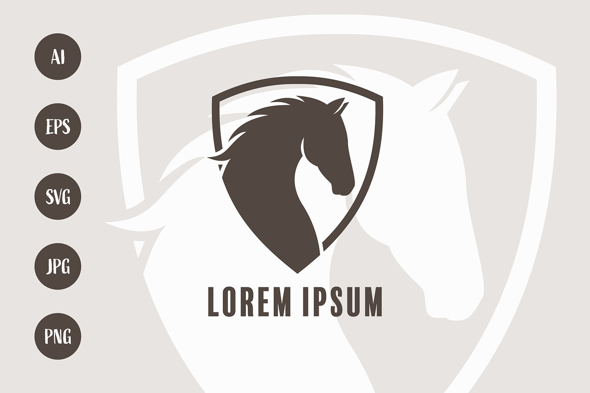 Stylized Horse Head Shield Logo, a Branding & Logo Template by Saba Vector (Photo 1 of 3)