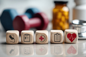 Wooden blocks healthcare wellness fi, a Photo by Pixeness Studio