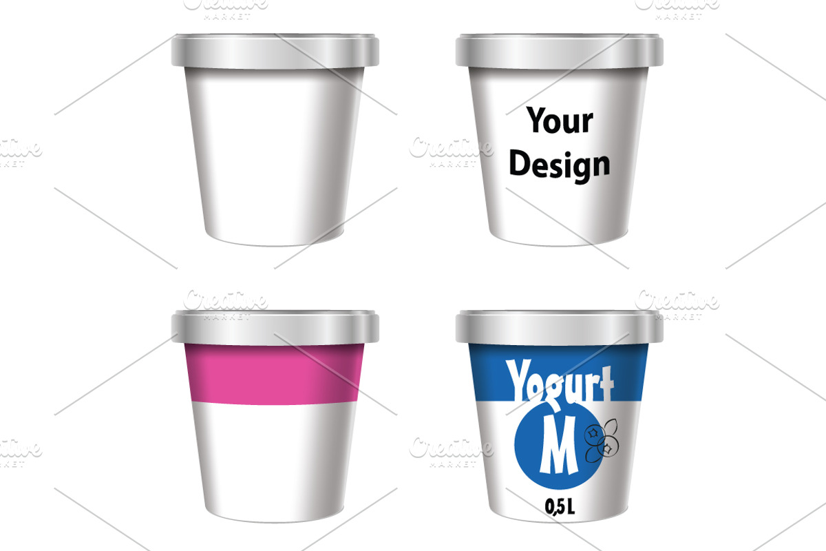 Mockaps packages of dairy products, a Cups & Container Mockup by Adamskyistudio (Photo 3 of 6)