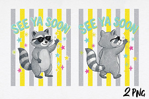 Striped See Ya Soon Funny Raccoon P, an Illustration by Daily.Designs