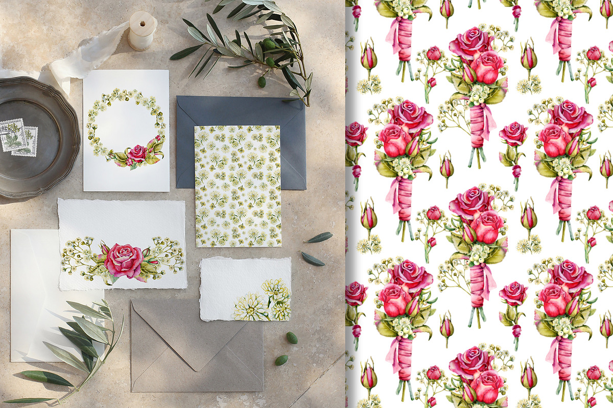Red roses, floral watercolor set, an Illustration by Artmanata (Photo 13 of 16)