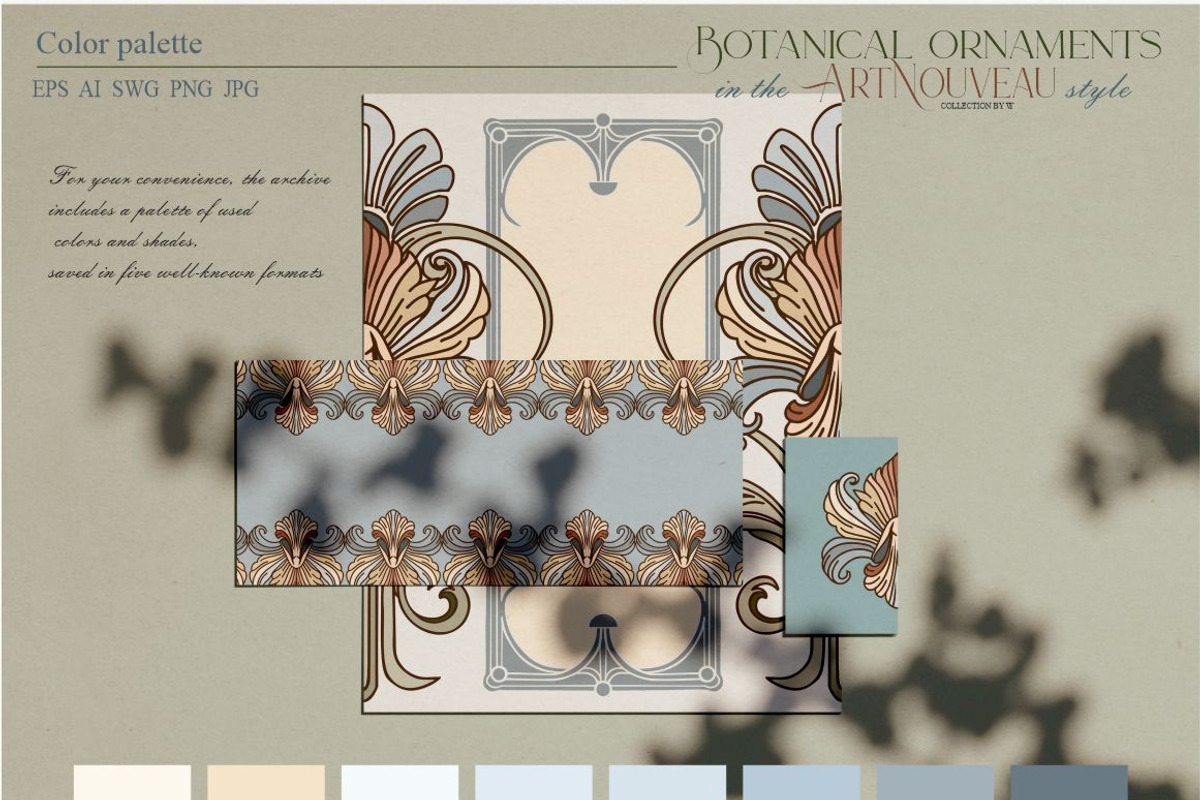 Botanical ornaments in the Art Nouve, a Pattern Graphic by Collection by VY (Photo 3 of 9)