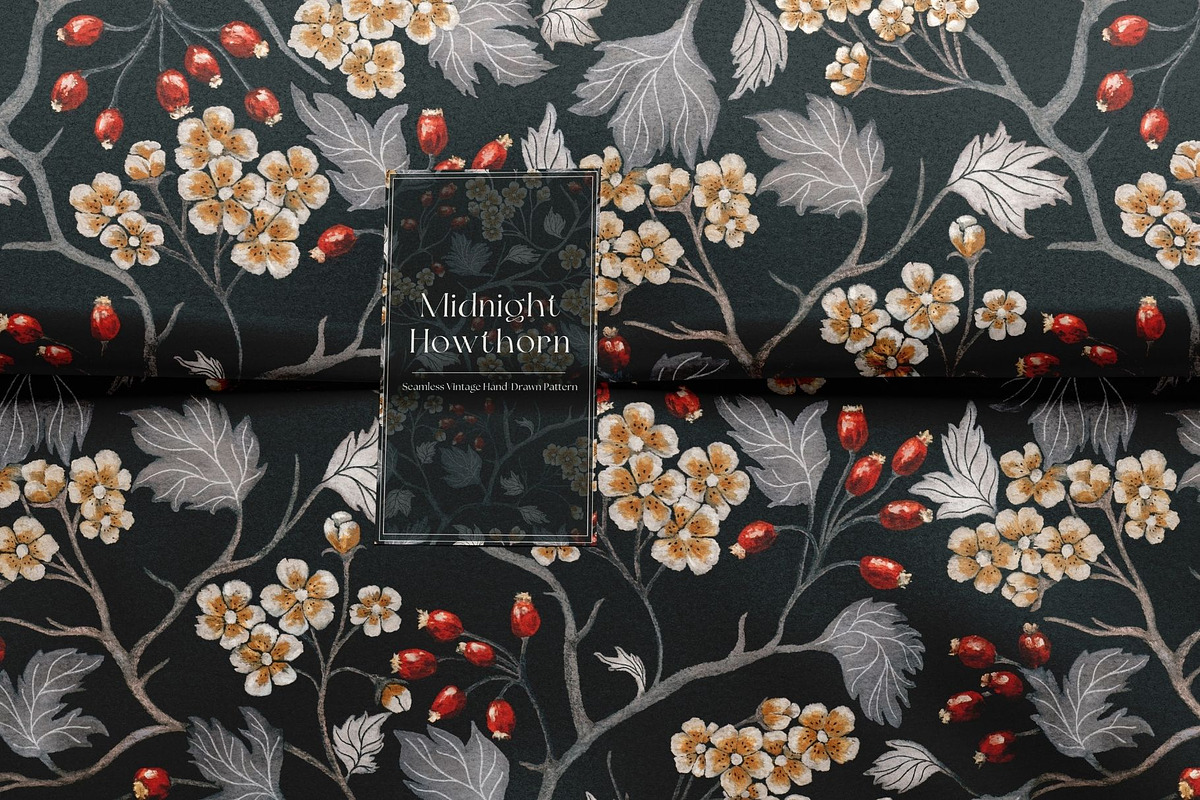 Midnight Hawthorn Vintage Pattern, a Pattern Graphic by MouseGrey (Photo 2 of 8)